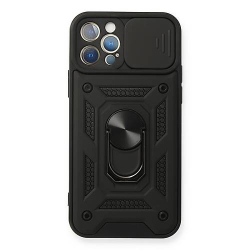iPhone 12 Pro K�l�f Pars Lens Y�z�kl� Silikon - Siyah