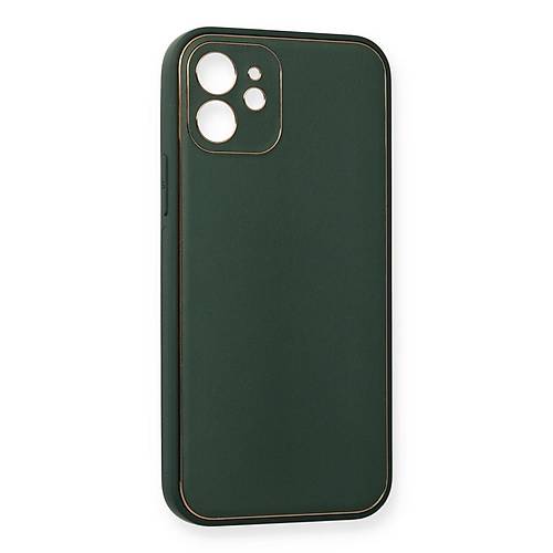 iPhone 12 Mini K�l�f Coco Deri Silikon Kapak - Ye�il