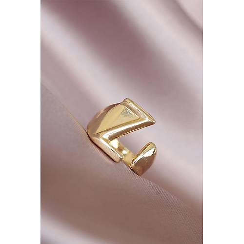 Z Harfli Alt�n Renk Ayarlamal� Metal Kad�n Y�z�k