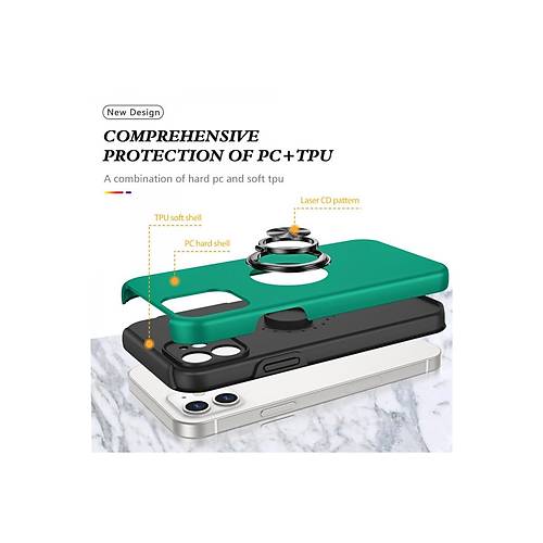 iPhone 12 K�l�f Elit Y�z�kl� Kapak - Ye�il