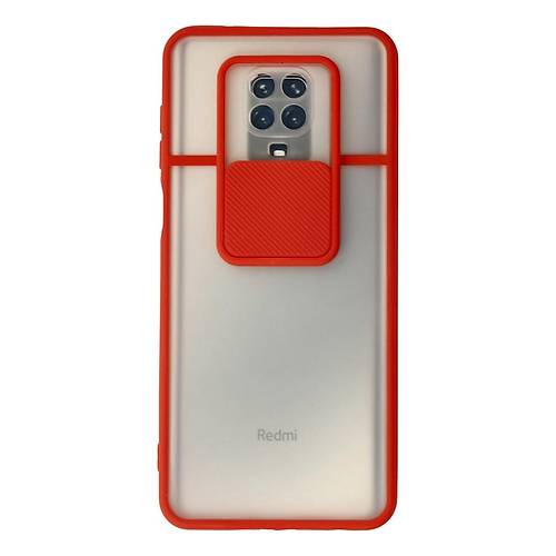 Redmi Note 9 Pro K�l�f Palm Buzlu Kamera S�rg�l� Silikon - K�rm�z�