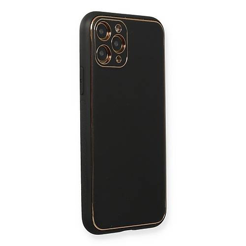 iPhone 11 Pro Max K�l�f Coco Deri Silikon Kapak - Siyah