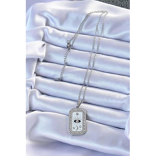 316L �elik Zincir G�m�� Renk Mineli Zirkon Ta�l� G�z Fig�r Tarot Kolye