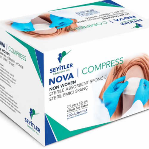 COMPRESS - 7,5cmX 7,5cm 4 Katl� Steril Emici Span� - 100'L� KUTU
