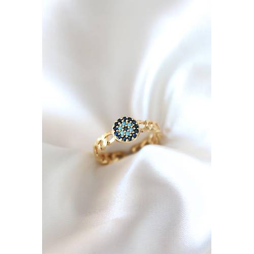 Zirkon Ta�l� Nazarl� Alt�n Kaplama Kad�n Y�z�k