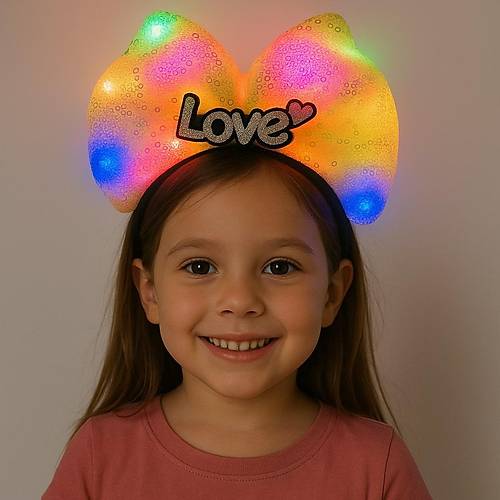 LED I��kl� Love Yaz�l� Sar� Fiyonk Ta� � K�z �ocuk Parti Tac�