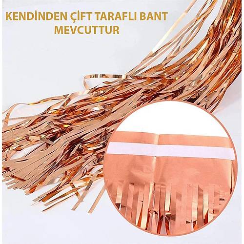 Rose Gold P�sk�ll� Kap� Perdesi - Parti, Bekarl��a Veda, Do�um G�n� 1x2 m