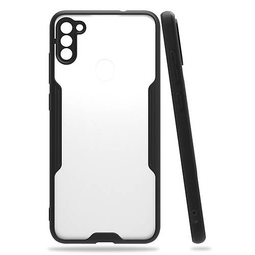 Galaxy A11 K�l�f Platin Silikon - Siyah