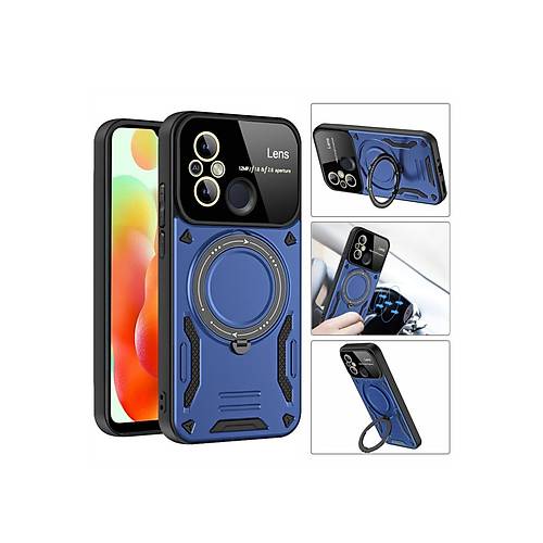 Redmi 12C K�l�f Joy Lens Standl� Kapak - Siyah