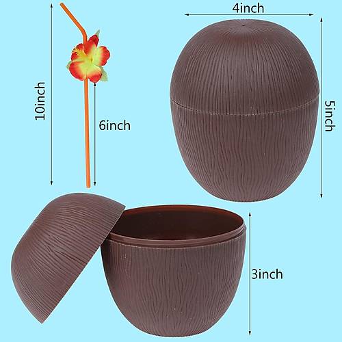 Hindistan Cevizi Hawaii Luau Aloha Pipetli ��ecek Kab� Bardak 10x13 cm 1 Adet