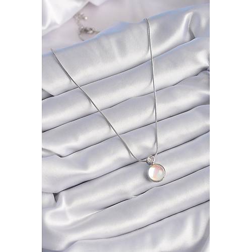 316L �elik G�m�� Renk Beyaz Sedefli Vintage Model Kad�n Kolye