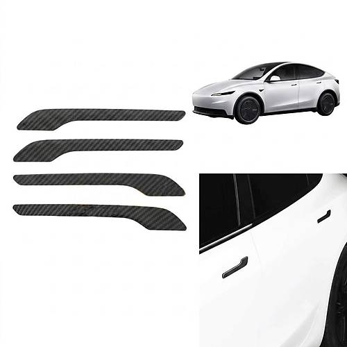 Tesla Model 3 Y Uyumlu Karbon D�� Kap� Kolu Koruyucu Kaplama Seti 4 l� Siyah