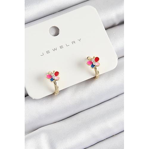 Pirin� Zirkon Ta�l� Kelebek Model Gold Renk �ocuk K�pe