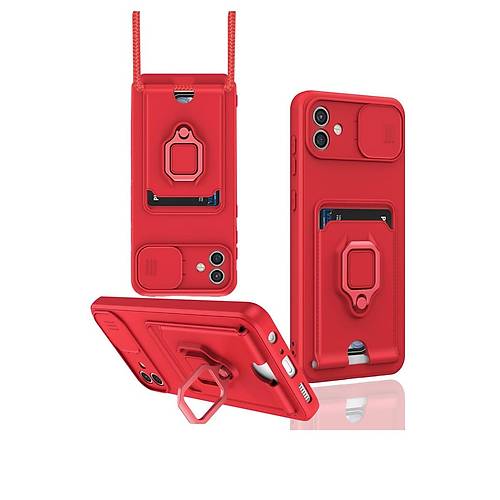 Galaxy A05 K�l�f Zuma Kartvizitli Y�z�kl� Silikon - K�rm�z�