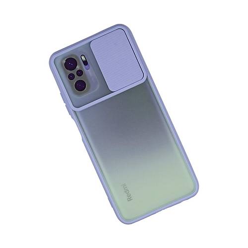 Redmi Note 10 K�l�f Palm Buzlu Kamera S�rg�l� Silikon - Lila