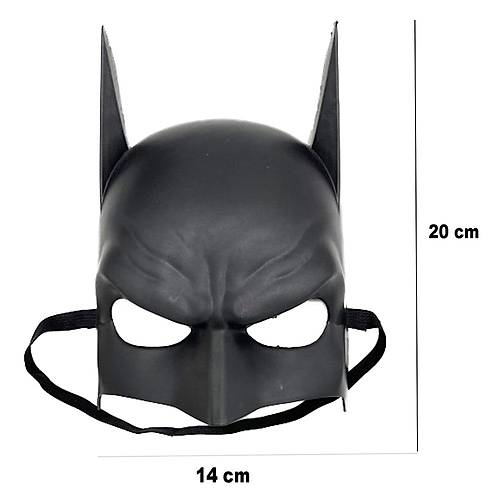 Siyah Renk �ocuk Boy Arkadan Lastikli Batman Maskesi A Kalite 20x14 cm