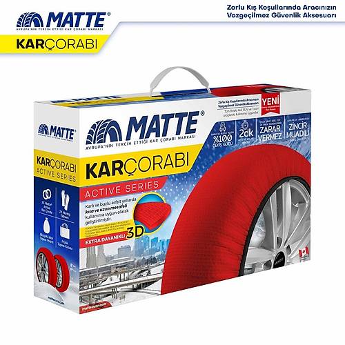 MATTE Active Series Oto Araba Lastik Anti Patinaj Kar �orab� K�rm�z� XXL