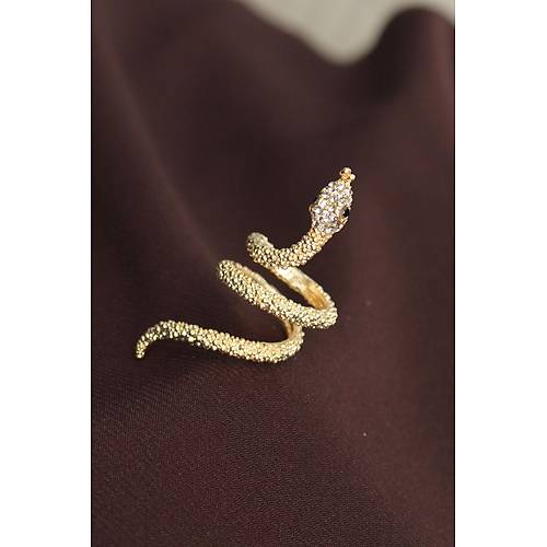 Ayarlanabilir Gold Renk Zirkon Ta�l� Y�lan Y�z�k