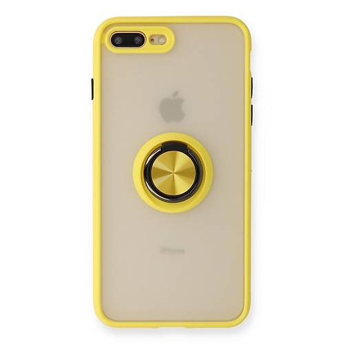iPhone 7 Plus K�l�f Montreal Y�z�kl� Silikon Kapak - Sar�