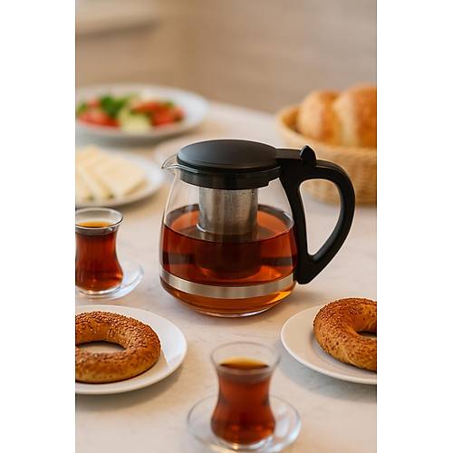Cam Demlik 700 ml Siyah Kapakl�
