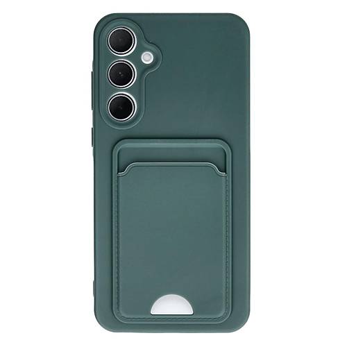 Galaxy A35 5G K�l�f Kelvin Kartvizitli Silikon - Koyu Ye�il