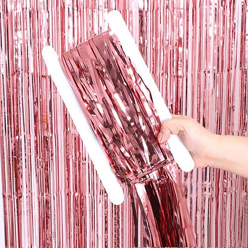 Rose Gold Renk Ekstra Metalize Parlak Sa�akl� Arka Fon Perde �thal A Kalite 1x2 Metre