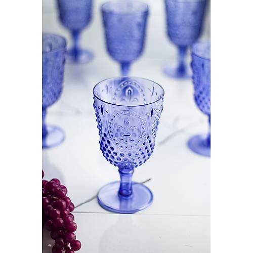 Akrilik Mavi Tekli Kadeh & Su Me�rubat Kahve Yan� Barda�� 450 ml ( Cam De�ildir )