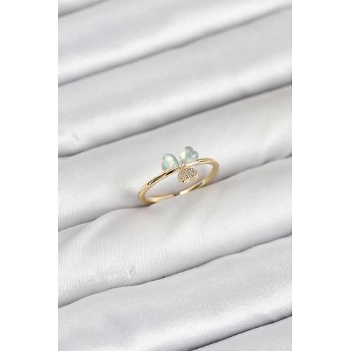 Pirin� Gold Renk Yonca Model Kad�n Y�z�k