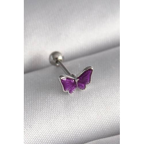 316L �elik G�m�� Renk Mor Kelebek Model Tragus Piercing