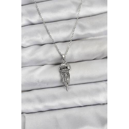 316L �elik Zincir G�m�� Renk Deniz Anas� Model Zirkon Ta�l� Kad�n Kolye