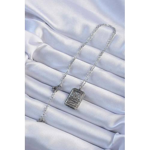 316L �elik Zincir Eskitme G�m�� Renk Ay Fig�rl� Tarot Kolye
