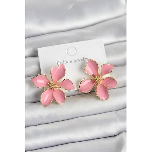 Pembe Mineli �i�ek Model Pirin� Kad�n K�pe