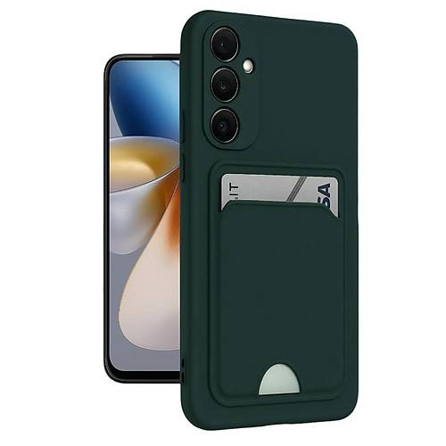 Galaxy A16 5G K�l�f Kelvin Kartvizitli Silikon - Koyu Ye�il