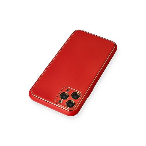 iPhone 11 Pro Max K�l�f Coco Deri Silikon Kapak - K�rm�z�