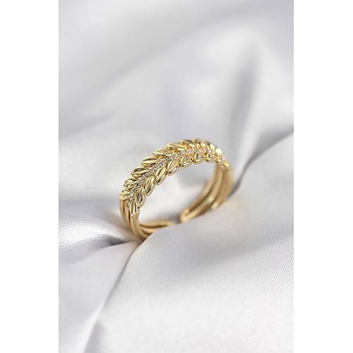 Gold Renk Ba�ak Model Zirkon Ta�l� Kad�n Y�z�k