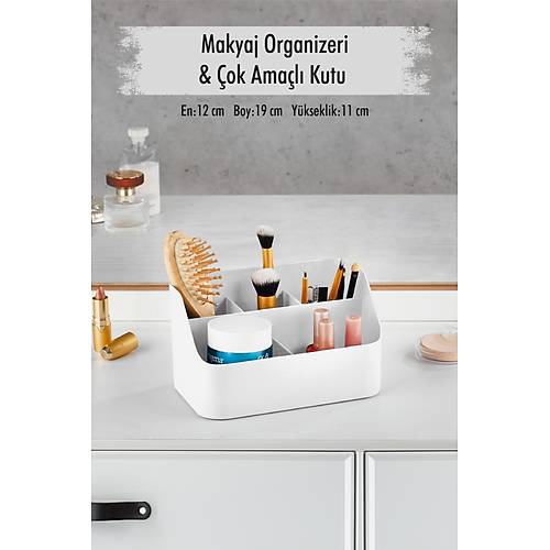 Beyaz Makyaj Kutusu & Kozmetik Organizeri & �ok Ama�l� Kutu