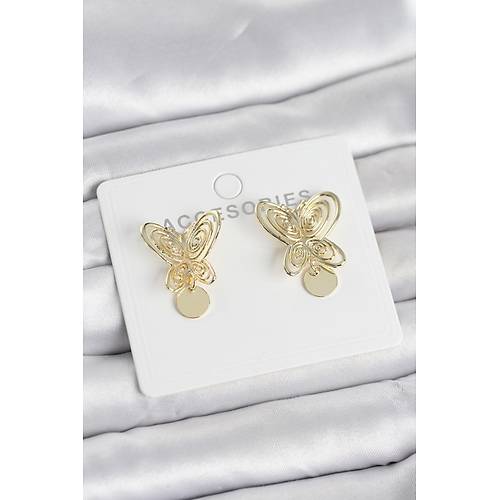 F�sun K�pesi Model Gold Renk Kelebek Model Pirin� Kad�n K�pe