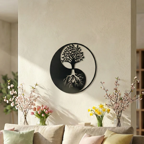 Yin Yang Hayat A�ac� Duvar Tablosu MDF Lazer Kesim Modern Spirit�el Duvar S�s�