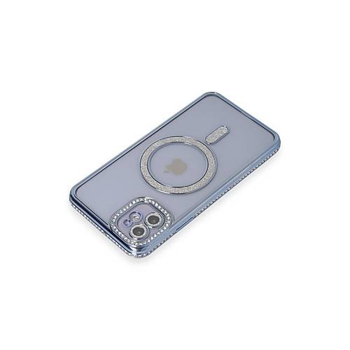 iPhone 11 K�l�f Joke Simli Magneticsafe K�l�f - Mavi