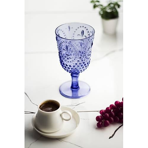 Akrilik Mavi Tekli Kadeh & Su Me�rubat Kahve Yan� Barda�� 450 ml ( Cam De�ildir )