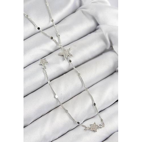 Pirin� Zirkon Ta�l� Y�ld�z Model G�m�� Renk Y Kolye