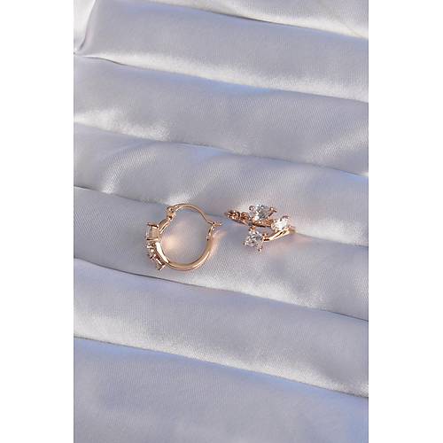 XUP�NG Rose Renk Zirkon Ta�l� Halka K�pe