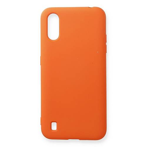 Galaxy A01 K�l�f Nano i�i Kadife Silikon - Turuncu