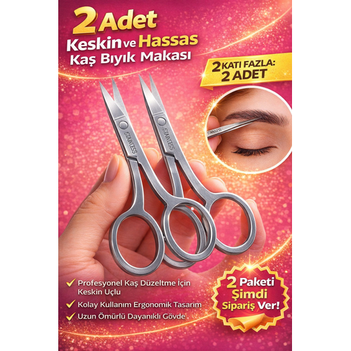 2 Adet Paslanmaz �elik Ka� B�y�k Makas� Profesyonel Ka� D�zeltme Makas� Hassas U�lu Ka� Alma Makas�