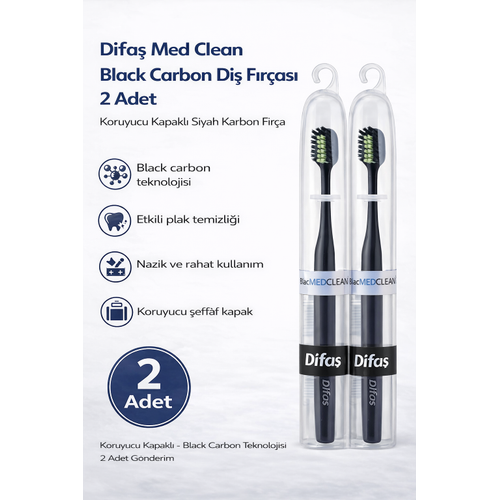 Difa� Med Clean Black Carbon Di� F�r�as� 2 Adet Koruyucu Kapakl� Siyah Karbon F�r�a Seti