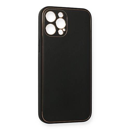 iPhone 12 Pro K�l�f Coco Deri Silikon Kapak - Siyah