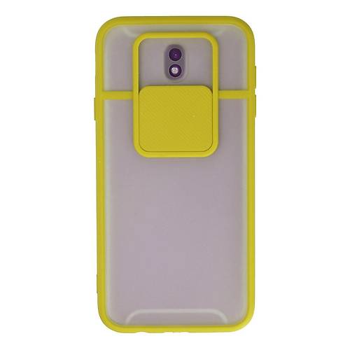 Galaxy J7 Pro / J730 K�l�f Palm Buzlu Kamera S�rg�l� Silikon - Sar�