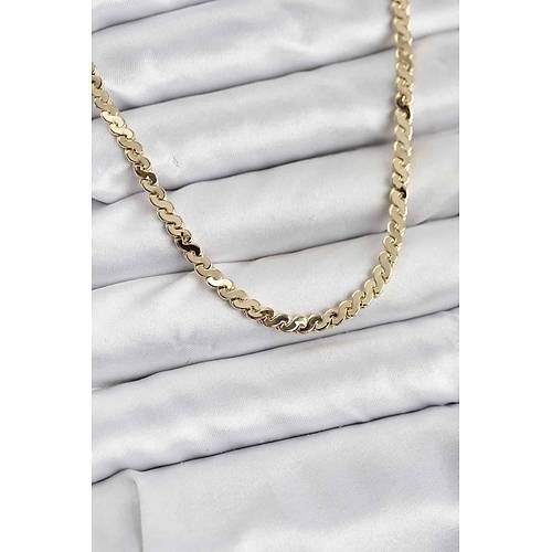 Pirin� Gold Renk Yass� Zincir Kad�n Kolye