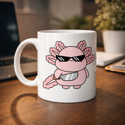 Cool Axolotl Tasar�ml� Porselen Kupa MODEL 83 � E�lenceli, Sevimli ve Enerji Dolu Kahve Kupas�
