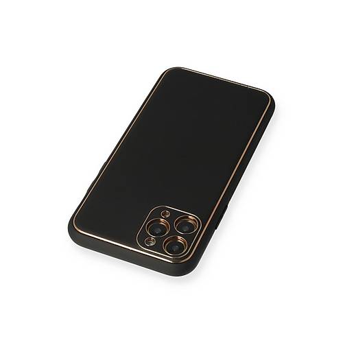 iPhone 11 Pro Max K�l�f Coco Deri Silikon Kapak - Siyah